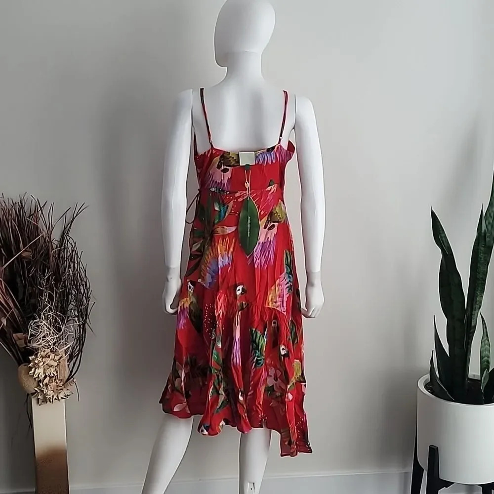 Farm Rio Red Macaw Wrap Dress - Picture 8 of 13